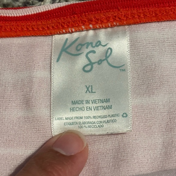 Kona Sol Red and White Ribbed Bikini Bottoms - Picture 2 of 5